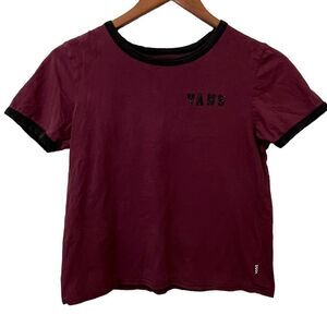 Women's Vans Maroon & Black Logo Ringer T-Shirt